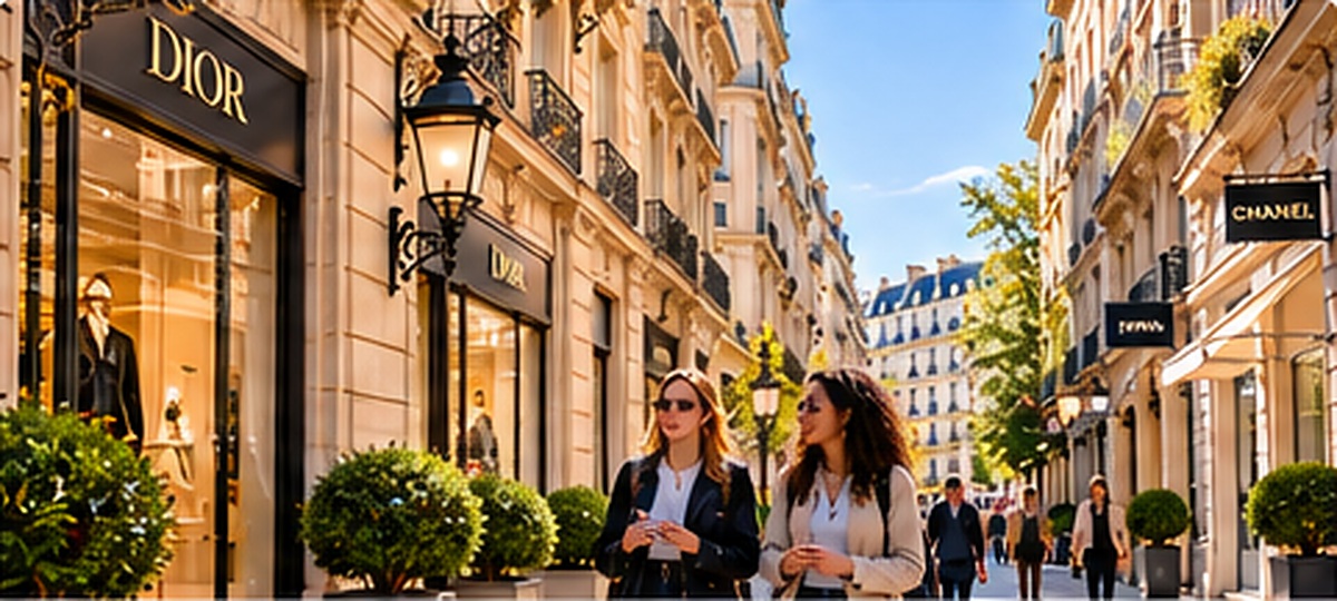 Luxury retail street in Paris, representing luxury and consumer culture